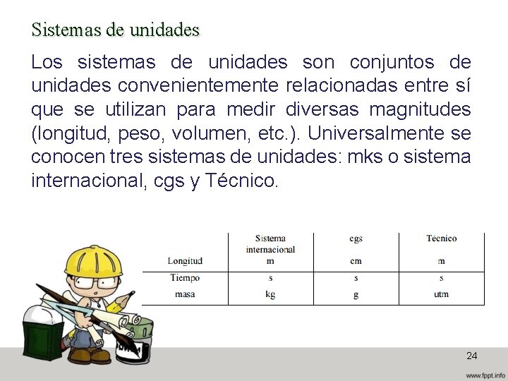 Sistemas de unidades Los sistemas de unidades son conjuntos de unidades convenientemente relacionadas entre