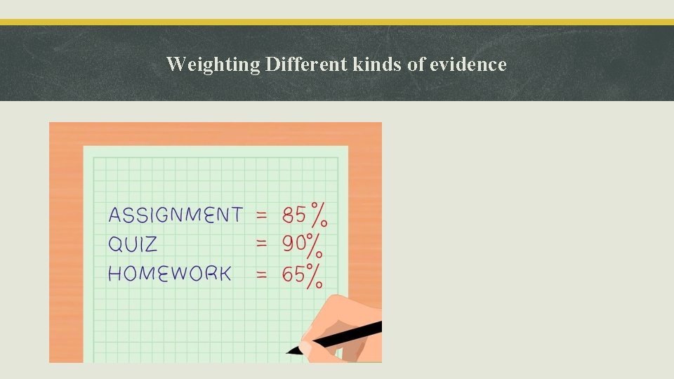 Weighting Different kinds of evidence Weighting Different kinds of evidence
