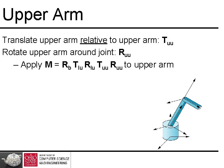 Upper Arm Translate upper arm relative to upper arm: Tuu Rotate upper arm around Upper Arm Translate upper arm relative to upper arm: Tuu Rotate upper arm around