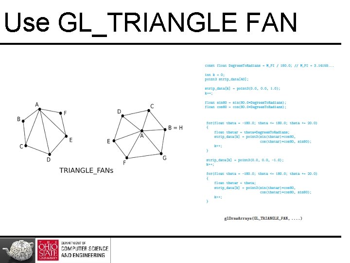 Use GL_TRIANGLE FAN Use GL_TRIANGLE FAN