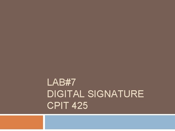 LAB#7 DIGITAL SIGNATURE CPIT 425 