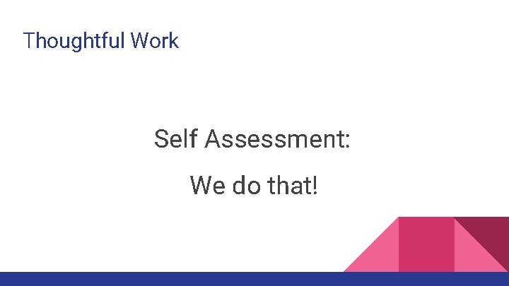 Thoughtful Work Self Assessment: We do that! 