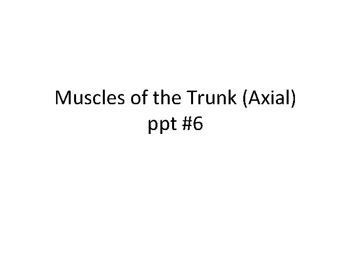 Muscles of the Trunk (Axial) ppt #6 