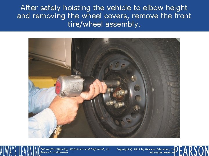 After safely hoisting the vehicle to elbow height and removing the wheel covers, remove