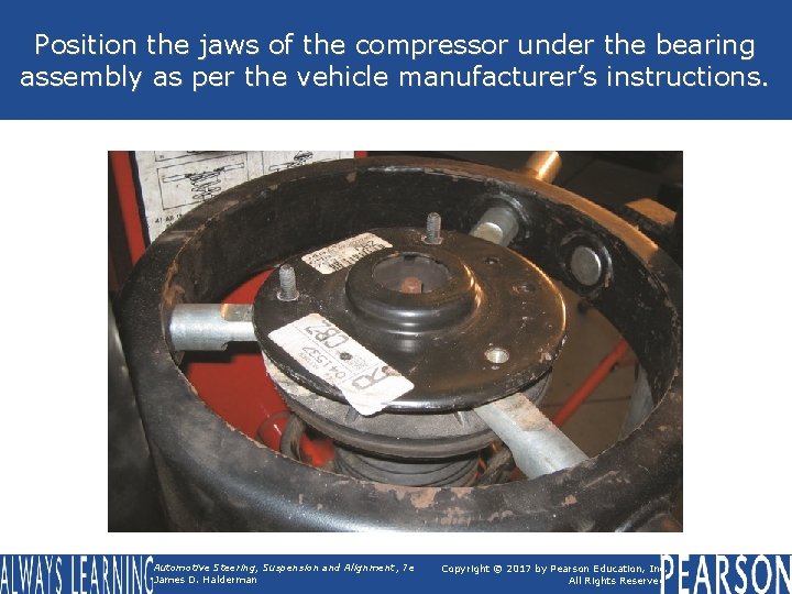 Position the jaws of the compressor under the bearing assembly as per the vehicle