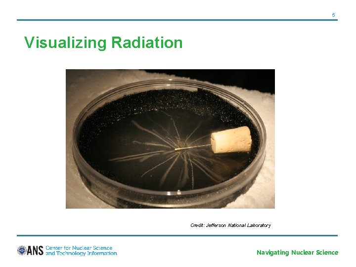 5 Visualizing Radiation Credit: Jefferson National Laboratory Navigating Nuclear Science 