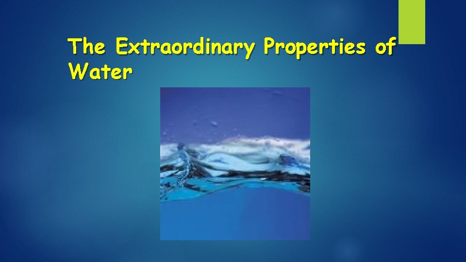 The Extraordinary Properties of Water 