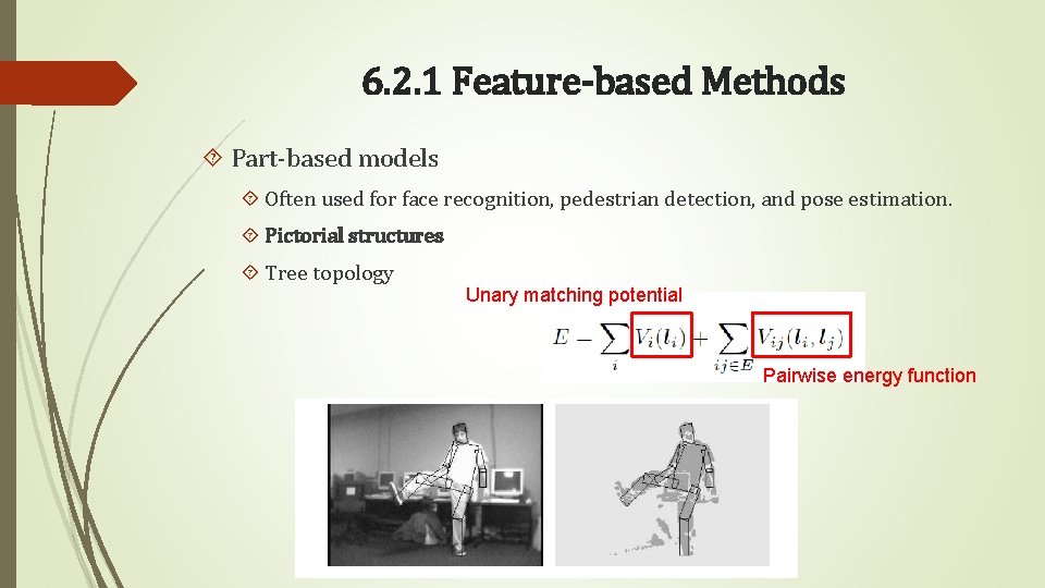 6. 2. 1 Feature-based Methods Part-based models Often used for face recognition, pedestrian detection,