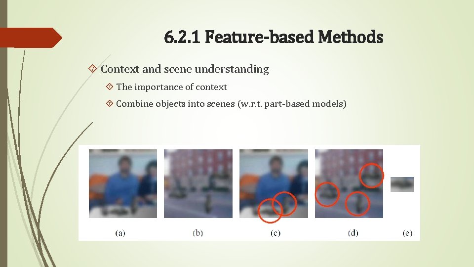 6. 2. 1 Feature-based Methods Context and scene understanding The importance of context Combine