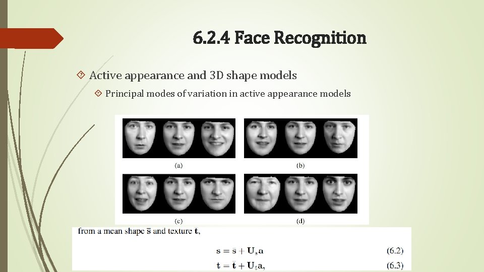 6. 2. 4 Face Recognition Active appearance and 3 D shape models Principal modes
