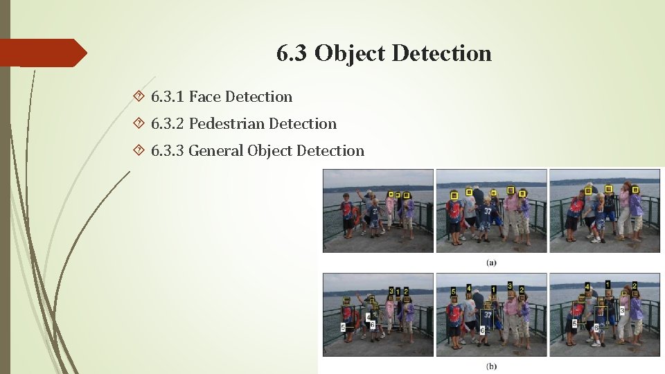 6. 3 Object Detection 6. 3. 1 Face Detection 6. 3. 2 Pedestrian Detection