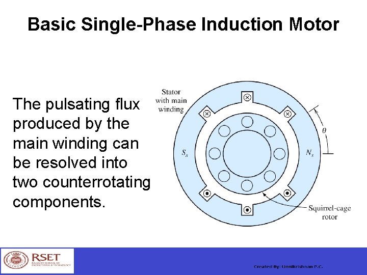 Basic Single-Phase Induction Motor The pulsating flux produced by the main winding can be