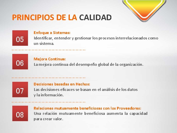 PRINCIPIOS DE LA CALIDAD 05 Enfoque a Sistemas: Identificar, entender y gestionar los procesos