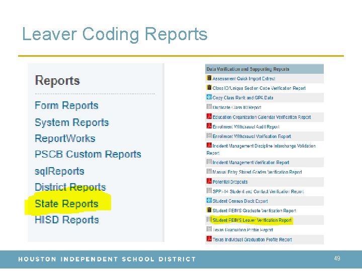 Leaver Coding Reports 49 