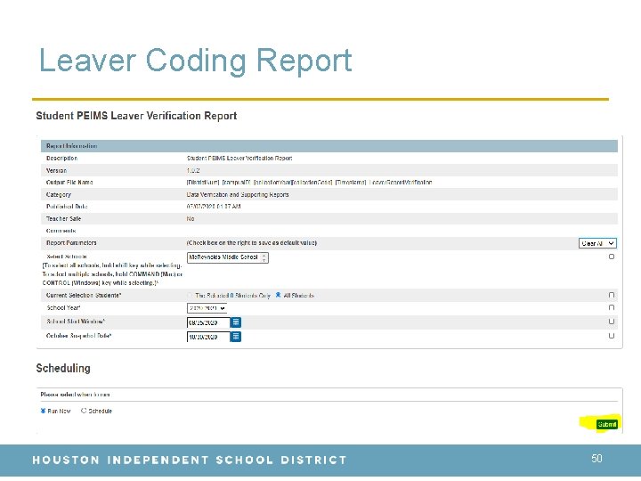 Leaver Coding Report 50 