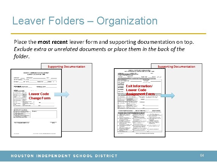 Leaver Folders – Organization Place the most recent leaver form and supporting documentation on