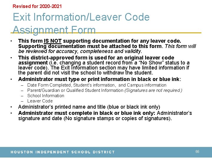 Revised for 2020 -2021 Exit Information/Leaver Code Assignment Form • • • This form