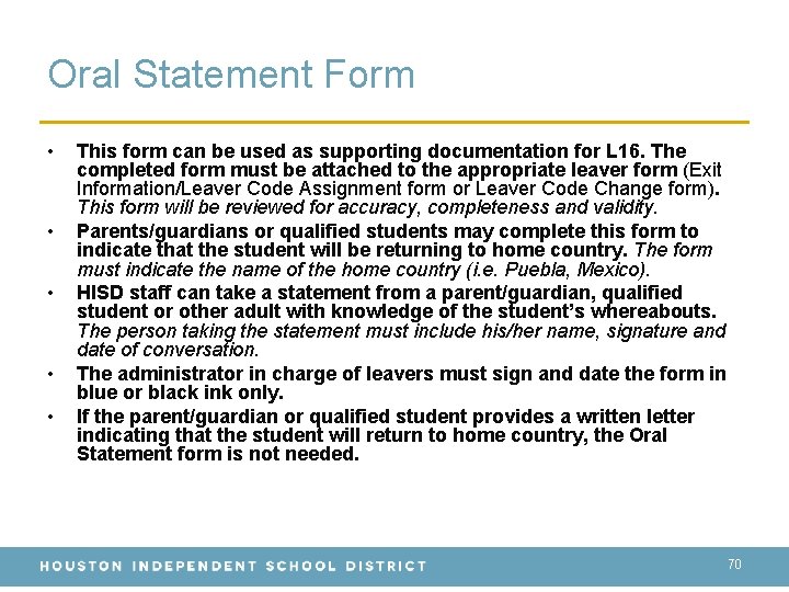 Oral Statement Form • • • This form can be used as supporting documentation