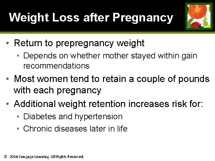 Weight Loss after Pregnancy • Return to prepregnancy weight • Depends on whether mother Weight Loss after Pregnancy • Return to prepregnancy weight • Depends on whether mother