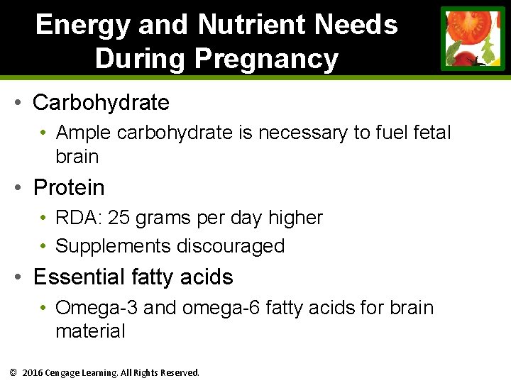 Energy and Nutrient Needs During Pregnancy • Carbohydrate • Ample carbohydrate is necessary to Energy and Nutrient Needs During Pregnancy • Carbohydrate • Ample carbohydrate is necessary to