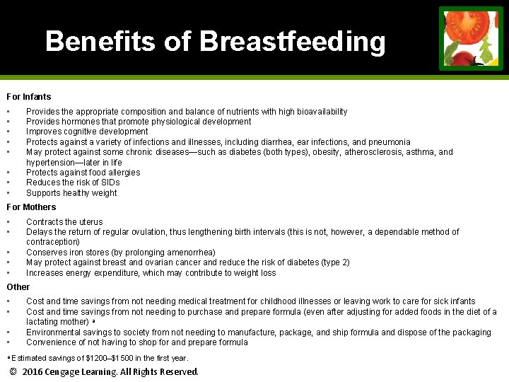 Benefits of Breastfeeding For Infants • • Provides the appropriate composition and balance of Benefits of Breastfeeding For Infants • • Provides the appropriate composition and balance of