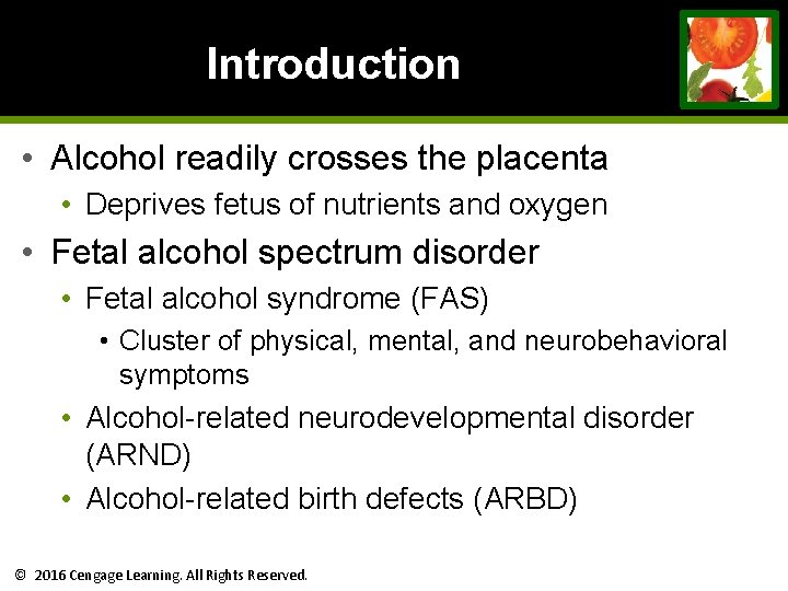 Introduction • Alcohol readily crosses the placenta • Deprives fetus of nutrients and oxygen Introduction • Alcohol readily crosses the placenta • Deprives fetus of nutrients and oxygen