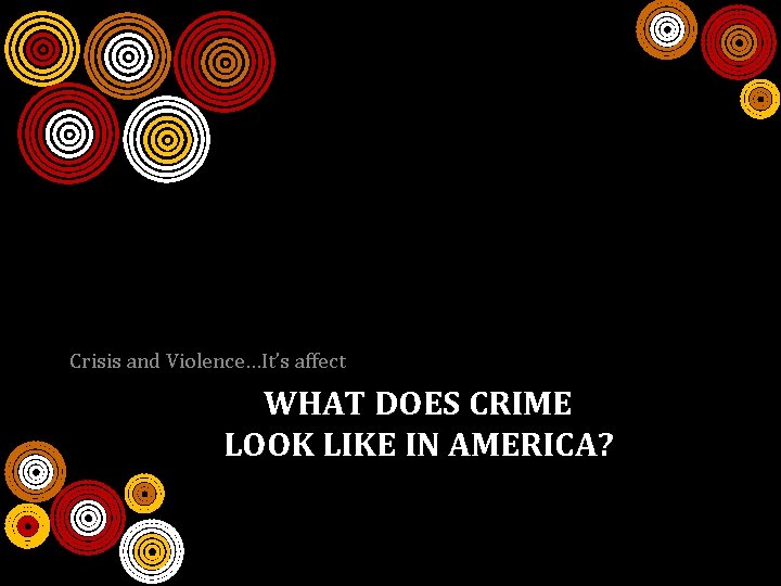 Crisis and Violence…It’s affect WHAT DOES CRIME LOOK LIKE IN AMERICA? 