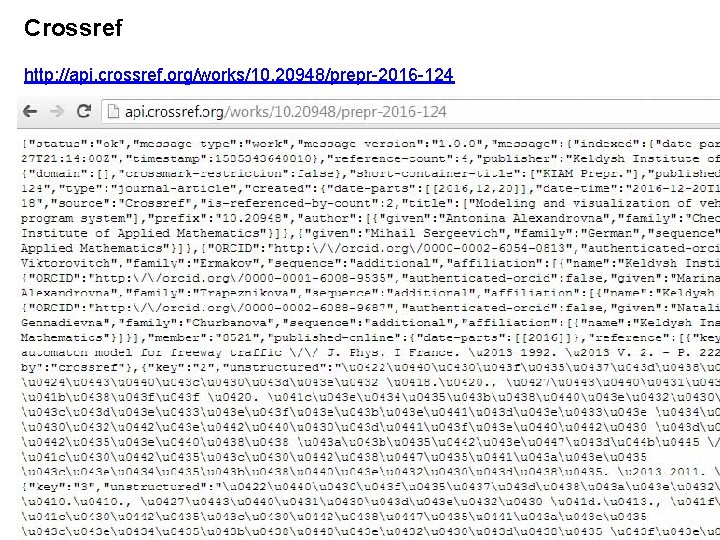 Crossref http: //api. crossref. org/works/10. 20948/prepr-2016 -124 16 