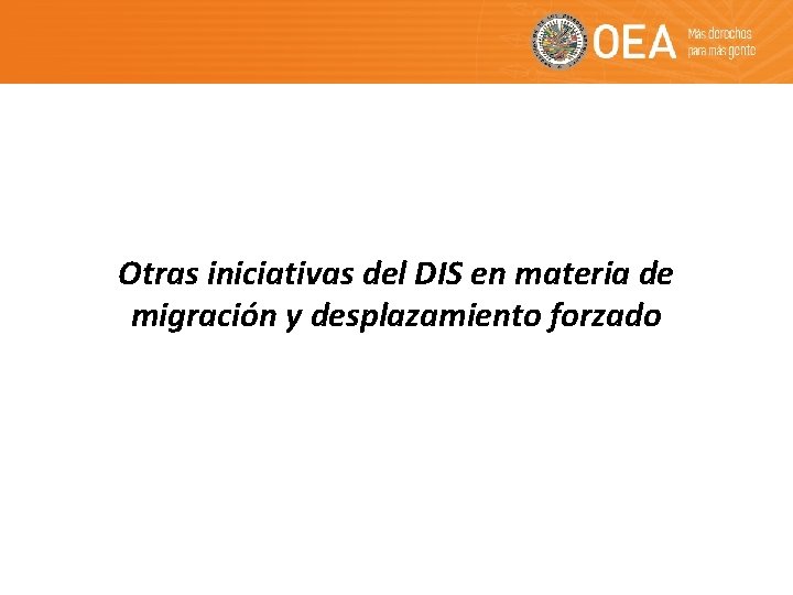 Otras iniciativas del DIS en materia de migración y desplazamiento forzado 