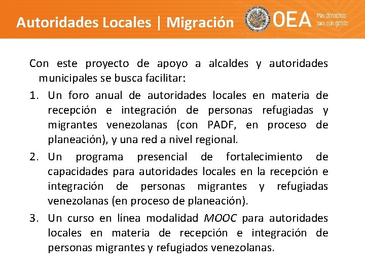 Autoridades Locales | Migración Con este proyecto de apoyo a alcaldes y autoridades municipales