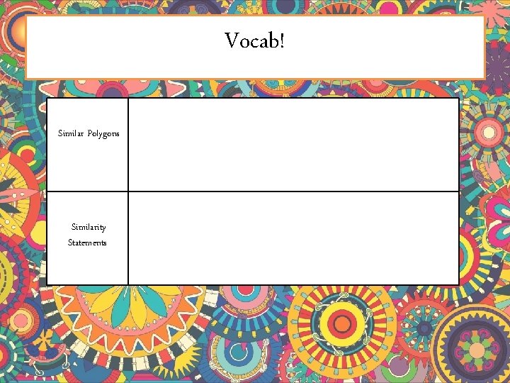 Vocab! Similar Polygons Similarity Statements Vocab! Similar Polygons Similarity Statements