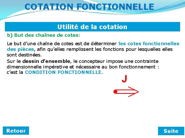COTATION FONCTIONNELLE Utilité de la cotation b) But des chaînes de cotes: Le but COTATION FONCTIONNELLE Utilité de la cotation b) But des chaînes de cotes: Le but