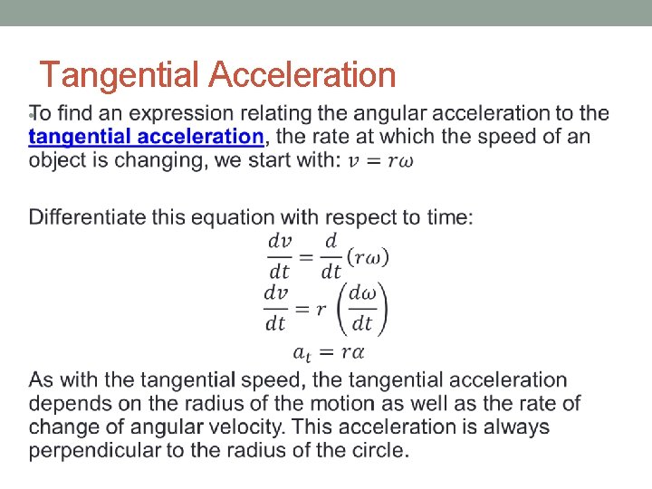 Tangential Acceleration • 