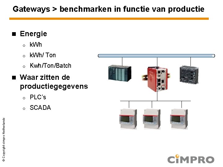 Gateways > benchmarken in functie van productie © Copyright cimpro Netherlands Energie o k.