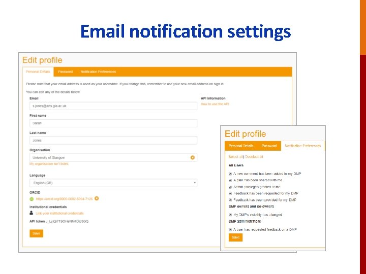 Email notification settings 