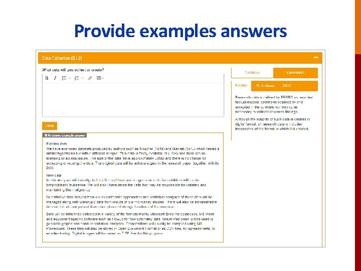 Provide examples answers 