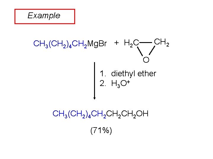 Example CH 2 CH 3(CH 2)4 CH 2 Mg. Br + H 2 C