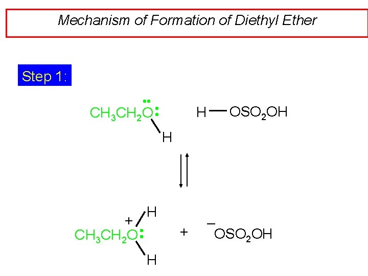 Mechanism of Formation of Diethyl Ether Step 1: • • CH 3 CH 2