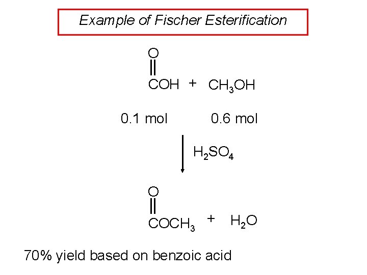Example of Fischer Esterification O COH + CH 3 OH 0. 1 mol 0.