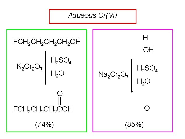 Aqueous Cr(VI) H FCH 2 CH 2 OH K 2 Cr 2 O 7