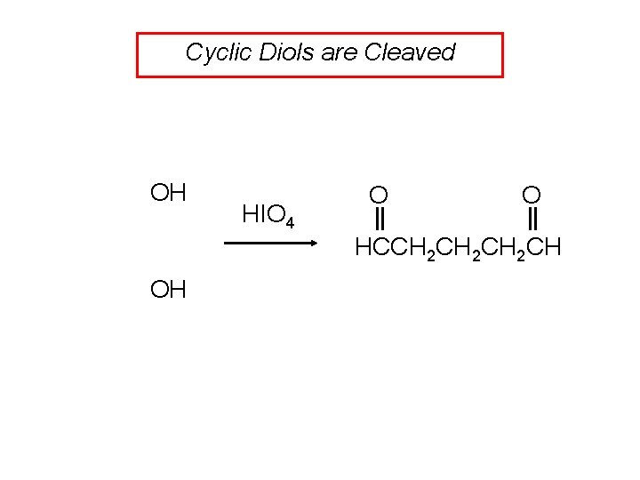 Cyclic Diols are Cleaved OH HIO 4 O O HCCH 2 CH 2 CH