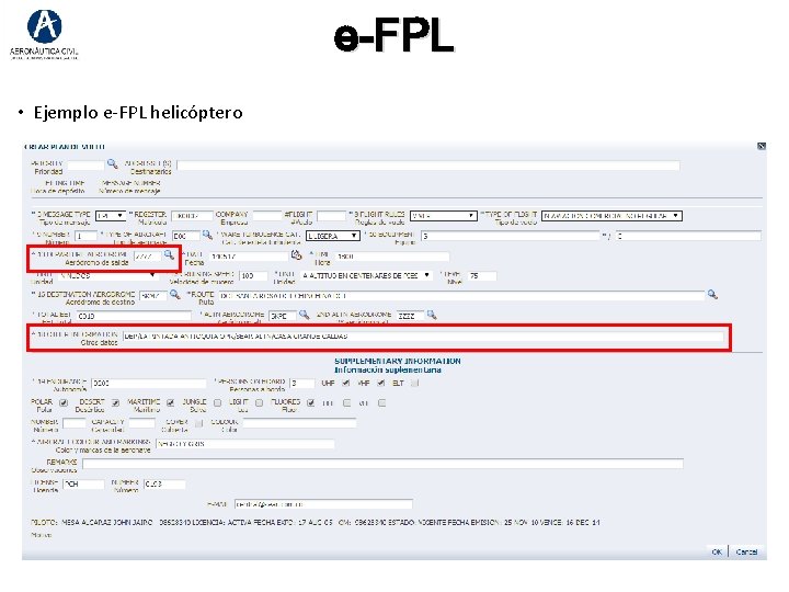 e-FPL • Ejemplo e-FPL helicóptero e-FPL • Ejemplo e-FPL helicóptero