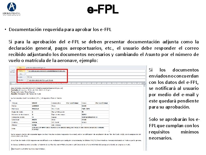 e-FPL • Documentación requerida para aprobar los e-FPL Si para la aprobación del e-FPL e-FPL • Documentación requerida para aprobar los e-FPL Si para la aprobación del e-FPL