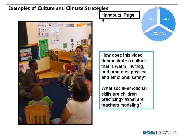 Examples of Culture and Climate Strategies Handouts, Page 9 Warm Inviting Physical and Emotional