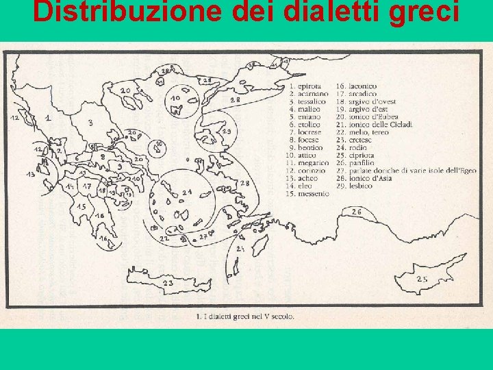 Distribuzione dei dialetti greci 