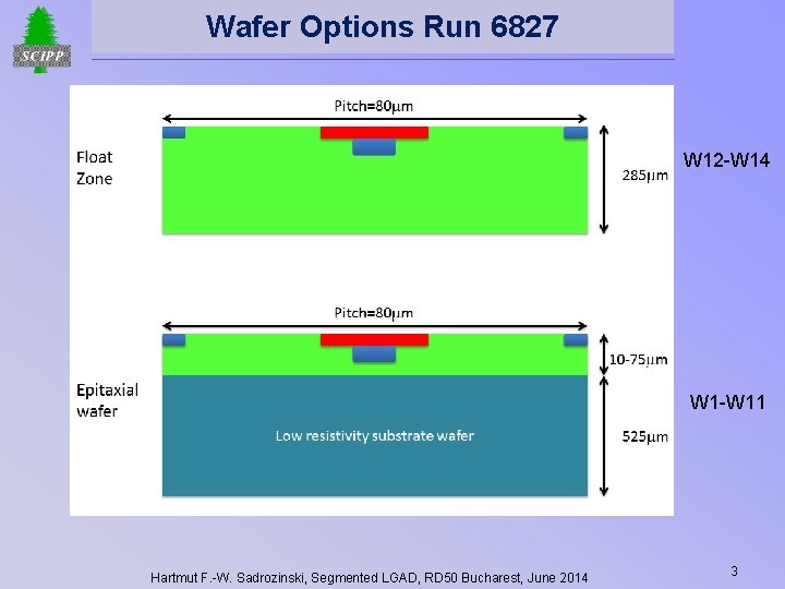 Wafer Options Run 6827 W 12 -W 14 W 1 -W 11 Hartmut F.