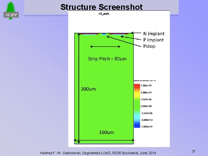 Structure Screenshot Hartmut F. -W. Sadrozinski, Segmented LGAD, RD 50 Bucharest, June 2014 31