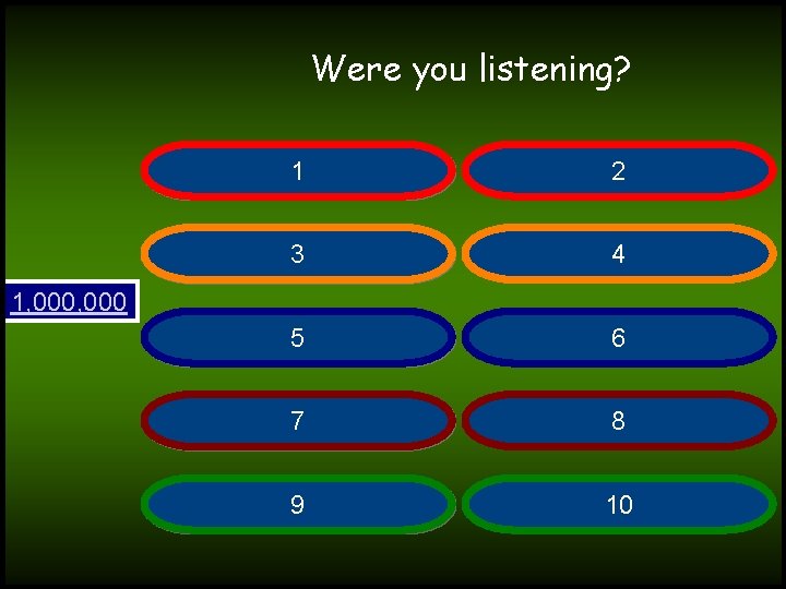 Were you listening? 1 2 3 4 5 6 7 8 9 10 1,