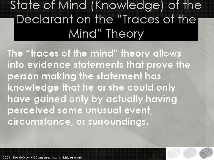 State of Mind (Knowledge) of the Declarant on the “Traces of the Mind” Theory