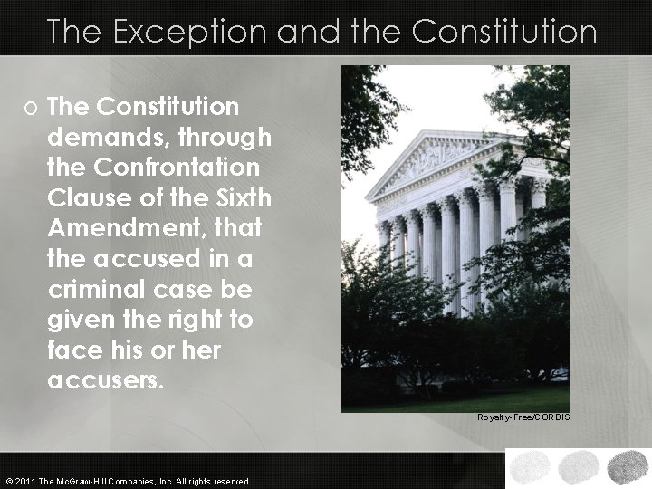 The Exception and the Constitution o The Constitution demands, through the Confrontation Clause of